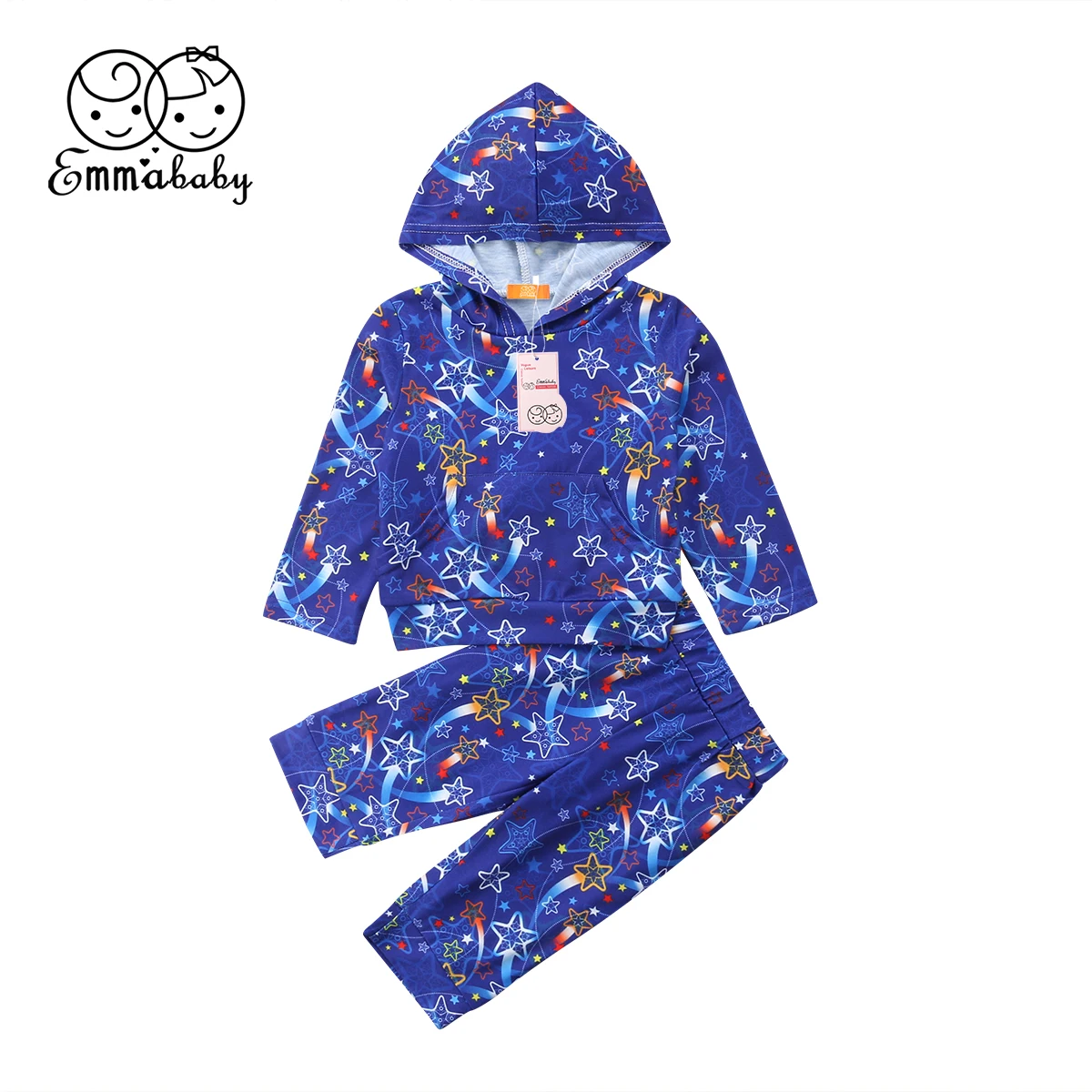 2 шт. Детский свитер с капюшоном и штаны принтом|Комплекты одежды для девочек| |