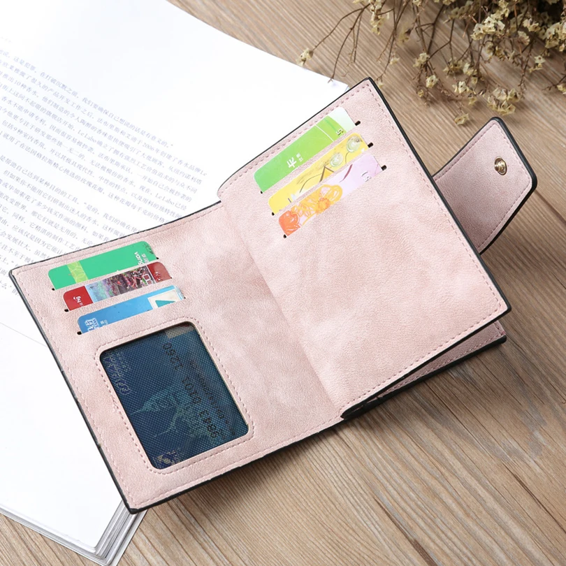 Женский кошелек модный винтажный женский маленький из кожи многофункциональные