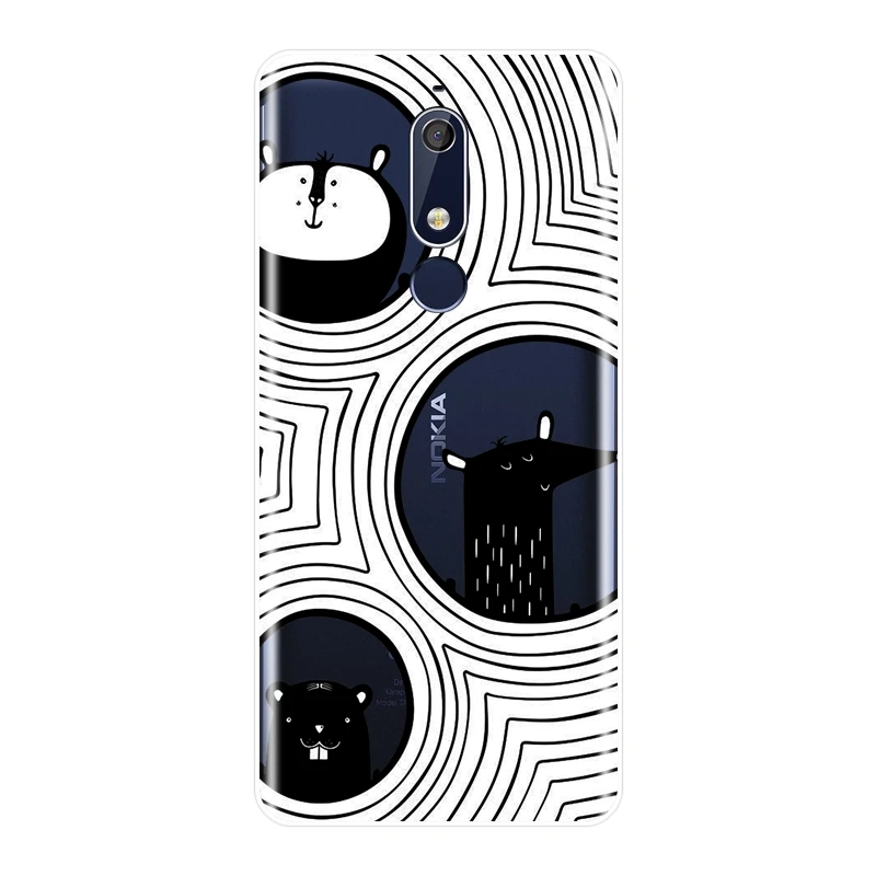 Soft Phone Case Silicone For Nokia 2.1 3.1 5.1 6.1 7.1 Plus Black Cat Dog Rabbit Bear Back Cover | Мобильные телефоны и