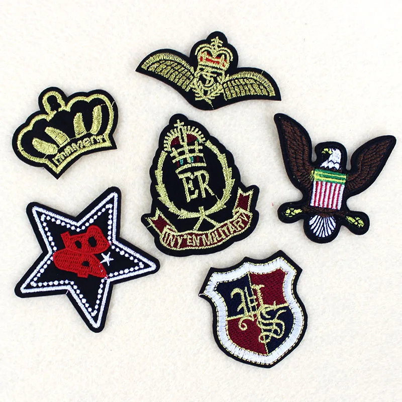 6 шт./лот вышитые значки патчи со звездами и короной для одежды сумки наклейки