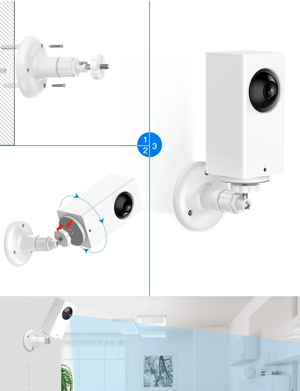 Настенный кронштейн для камеры XiaoMi Dafang и камеры Wyze Cam