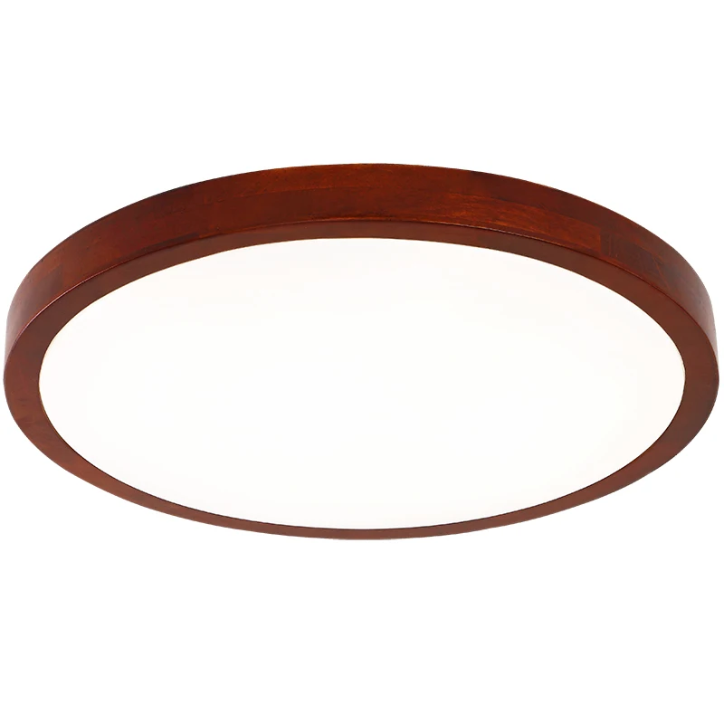 Современная китайская потолочная лампа компактная круглая из цельного дерева