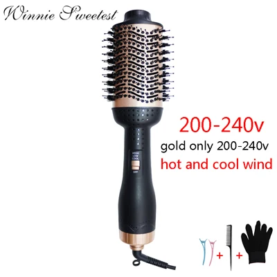 gold 220v Горячая воздушная щетка один шаг фен для волос вьющиеся волосы расческа для всех типов волос с функцией анти-ожога многофункциональная высокая мощность 2 в 1 - Цвет: gold 220v