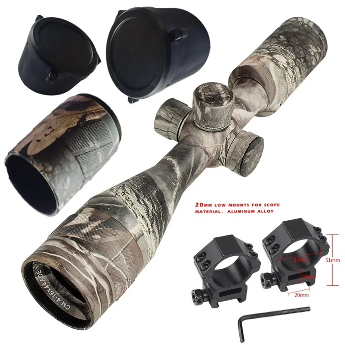 21mm low mounts Hot new T-Eagle CM4-16x44AOE Tactical RiflesScope AirRifle sniper Optics Rifle Scopes sight camouflage HD R/G Hunting Scopes - Цвет: 21mm low mounts