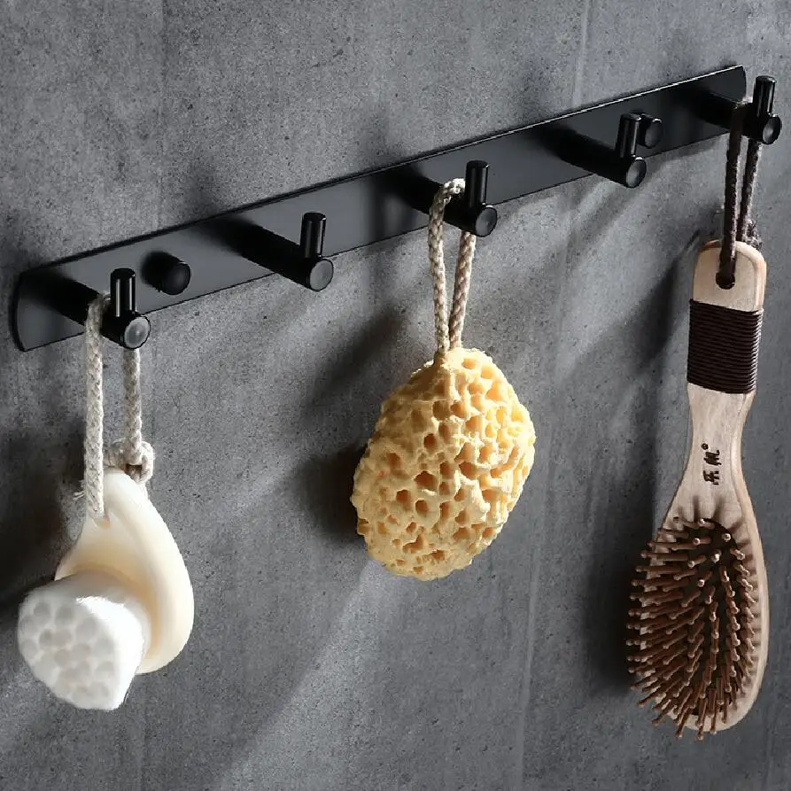 5 Robe Hook Матовый черный SUS 304 из нержавеющей стали набор аксессуаров для ванной комнаты Крючок для халата шампунь вешалка для полотенец кольцо Полка для полотенец аксессуары для ванной комнаты - Цвет: 5 Robe Hook