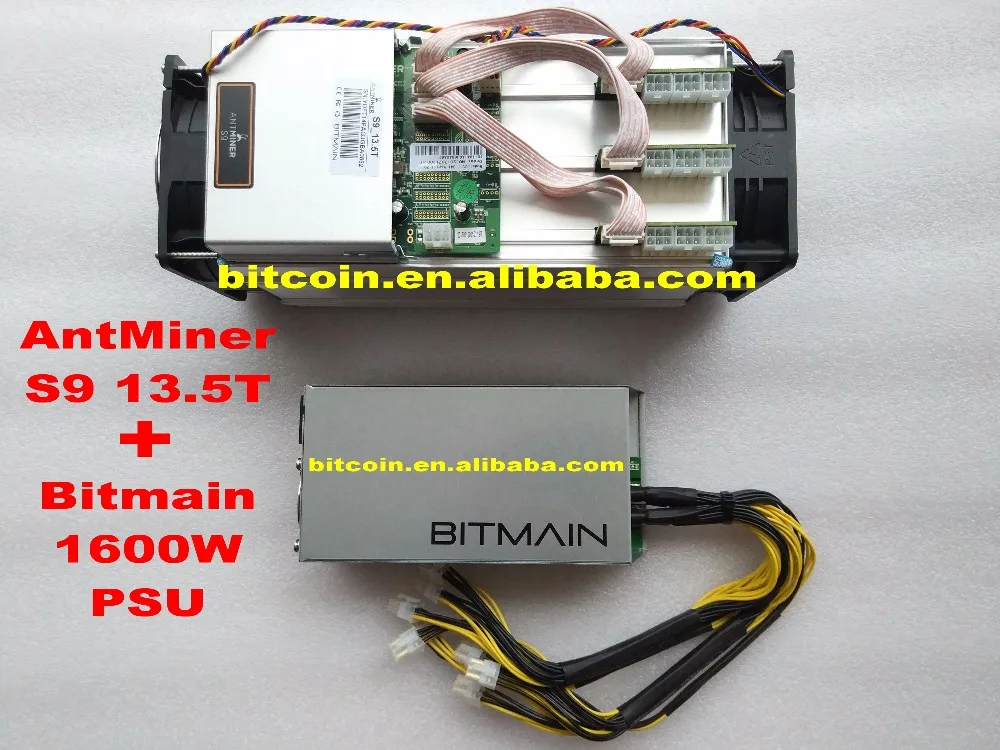 Antminer S9 13.5 т + 1600 Вт PSU 13.5Th/S bitmain 13500Gh/S ASIC шахтер bitcon Шахтер 16nm btc горной Мощность