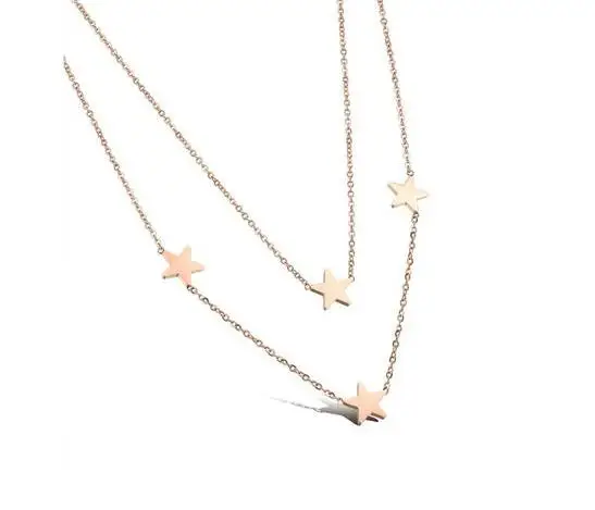 Luxury Classic Titanium Stainless Steel Rose Gold Color Star Necklace Pendant Women Jewelry Birthday gift | Украшения и