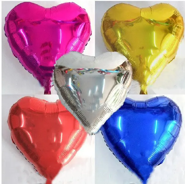 

[ Fly Eagle ] 18inch Aluminum Foil Balloon Metallic Ballon Heart Shape Multi-Color 100pcs Wedding Decoration Party Supplies