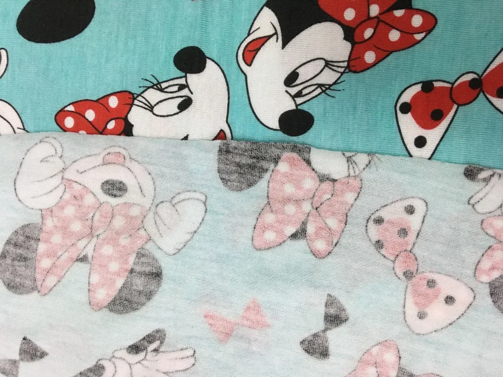 Ширина 180 см хлопковая ткань с лайкрой Принт пэчворк Минни Сделай Сам одежда