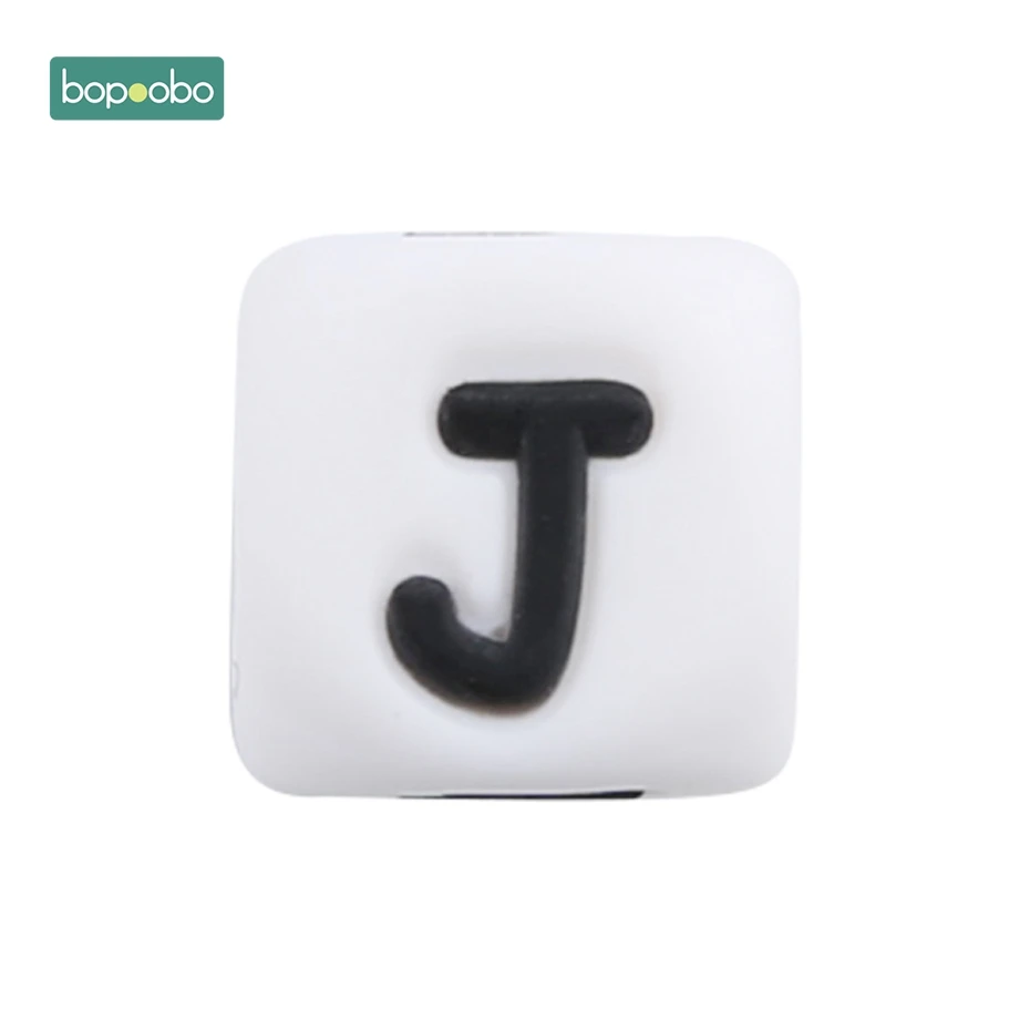 Letter J Bopobo 10 шт., силиконовые бусины-прорезыватели для грызунов для малышей, силиконовые бусины-прорезыватели с жемчугом, 10 мм, Детские Силиконовые Бусины-прорезыватели - Цвет: Letter J