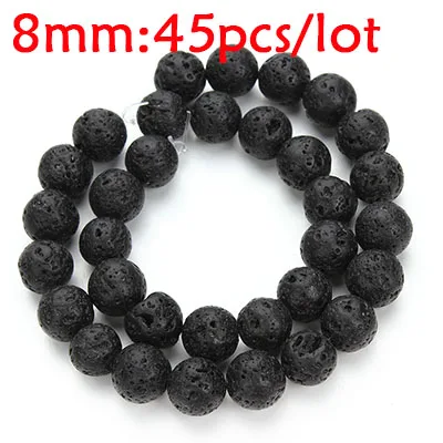 8mm Высокое качество, круглый шар, черный натуральный камень, лава, бусины, вулканический камень, свободные бусины, 4 мм, 6 мм, 8 мм, 10 мм, 12 мм, сделай сам, браслет, изготовление ювелирных изделий - Цвет: 8mm