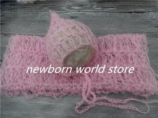 Новорожденные фотографии реквизит шляпа мохеровая шапочка и обертка | Детская