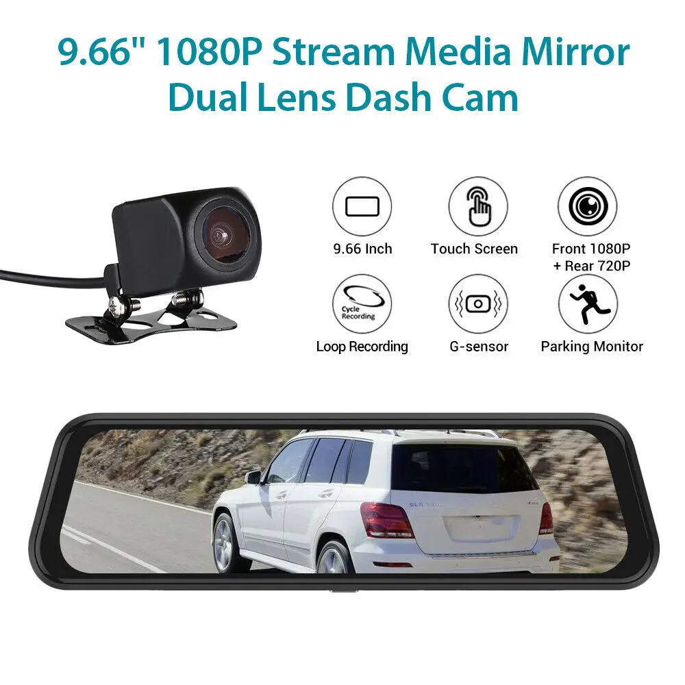 Wonvon 9 66 &quotips 1080 P поток широкоугольный 2 объектива автомобиля зеркало заднего вида