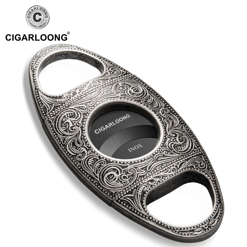 Silver-black CIAGARLOONG Amazon Горячая сигары ножницы металлический сигары открывалка из нержавеющей стали двойное лезвие черный Портативный сигары резак CD-1096 - Цвет: Silver-black