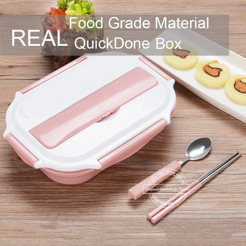 QuickDone пшеничной соломы Нержавеющая сталь бенто ланч бокс с отделениями