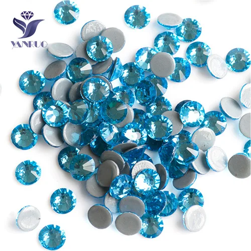 Aquamarine YANRUO 2058 Стразы для горячей фиксации Стразы для рукоделия с плоской задней поверхностью для рукоделия стеклянные камни для горячей фиксации Стразы для одежды - Цвет: Aquamarine