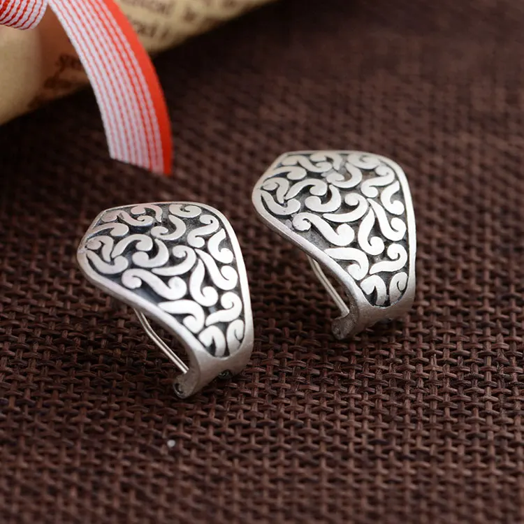 Серьги из серебра 925 для женщин ювелирные изделия Модные Букле д 'Орель S925 серебро лист серьги с узором