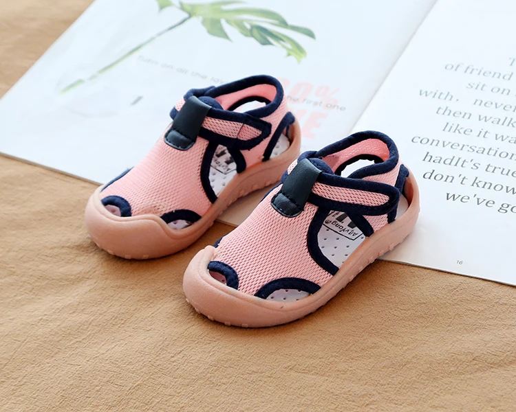 pink blue AILVYANG/брендовые Детские летние сандалии; обувь для маленьких мальчиков и девочек; эластичная Тканевая обувь из лайкры; детская повседневная обувь ярких цветов; A08 - Цвет: pink blue