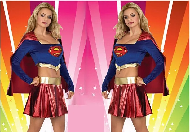Сексуальный красный костюм супергероя для ролевых игр Суперженщины раздельного