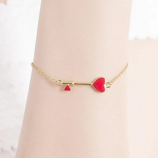 Сердце ключ браслет 100% 925 пробы Серебряные ювелирные изделия Модные
