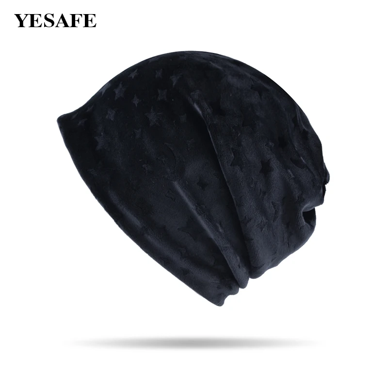 Звезды бархат зима Шапки Для женщин Открытый модный аксессуар теплая шапочка для