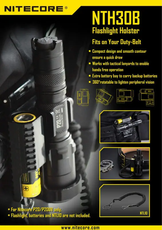 

1PC Nitecore Holster Mount Holder NTH30B For Flashlight P20 and Battery