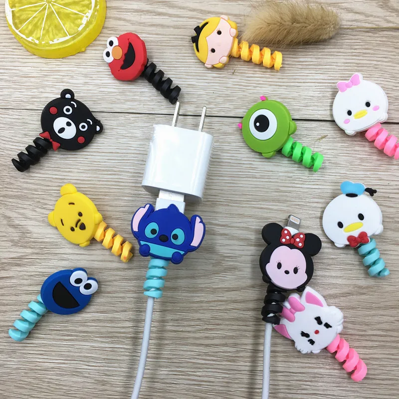 100 шт. мультфильм защита для usb-кабеля управление линии передачи данных Организатор клип Protetor де Кабо устройства для сматывания шнуров iPhone samsung huawei