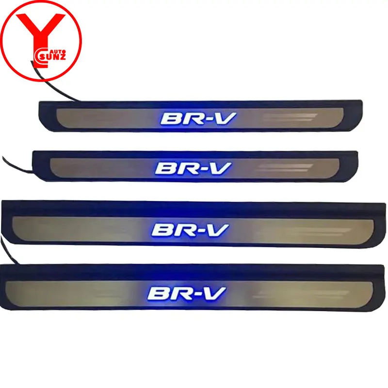 black with led ABS led step sill cover For honda brv br-v side door sill bumper guard part For honda brv accessories YCSUNZ - Цвет: black with led