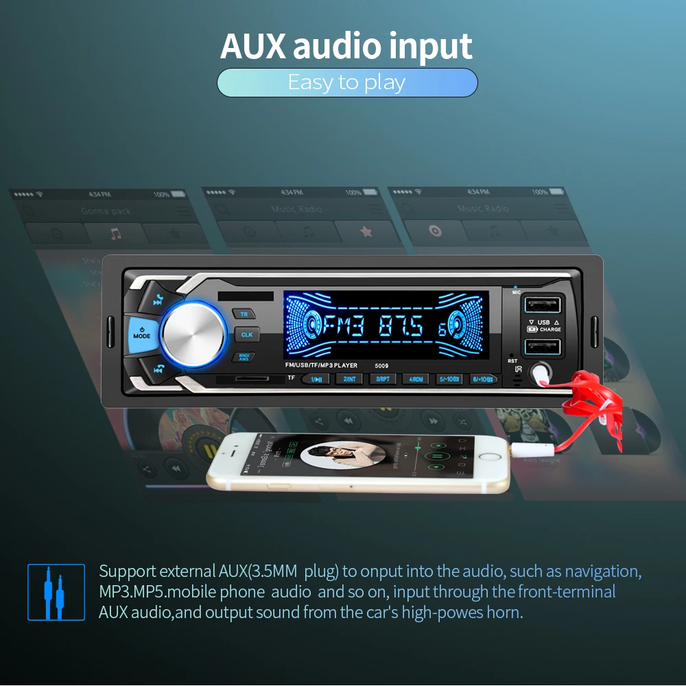 HEVXM 1Din Bluetooth 12V In Dash Автомагнитола с дистанционным управлением Aux вход приемник USB