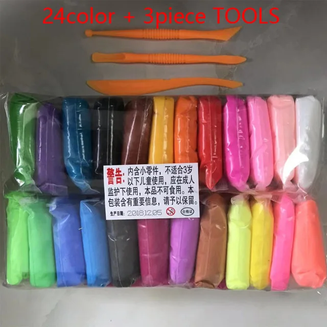 24pcs plasticine 12pcs 24pcs 36pcs/bag Colored Playdough Light Clay Toys DIY Light Soft Creative Handgum Toy Modelling Clay Air Dry plasticine - Цвет: 24pcs plasticine