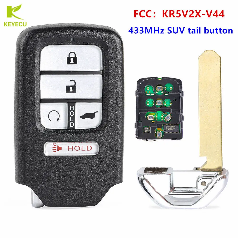 KEYECU Замена дистанционный смарт ключ брелок 433 МГц ID47 чип для Honda 2017 CR V 2016 Pilot FCC ID: