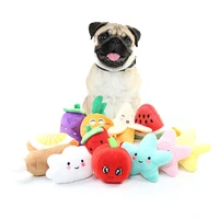 1pcs pets chewing squeaky plush dog toys cute fruitsvegetables outdoor play interactive cat dog toys sound carrot plaything