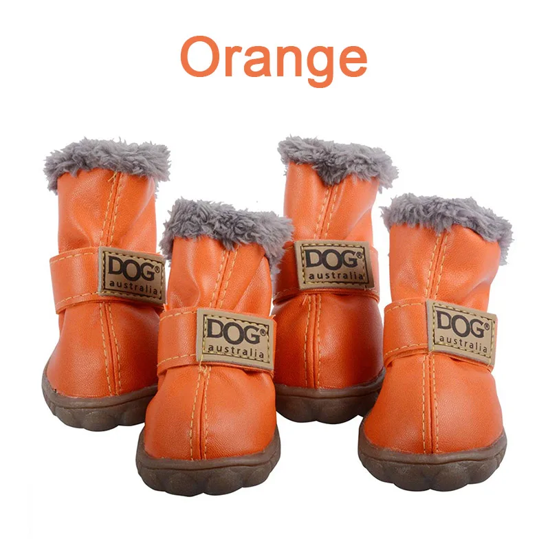 Orange YVYOO зимняя одежда для собак для маленьких собак, обувь, супер-теплые 4 шт./компл. собака ботинки для девочек хлопковые нескользящие XS 2XL обувь для мелких домашних животных продукт Водонепроницаемый A03 - Цвет: Orange