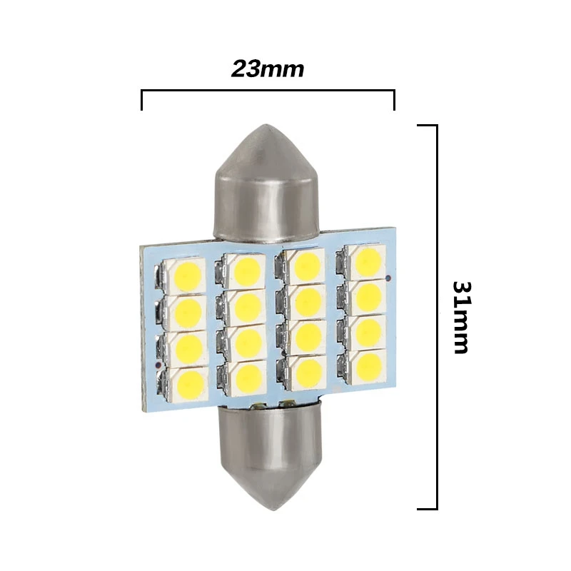 16 SMD СВЕТОДИОДНЫЙ 1210 31 мм Автомобильный внутренний купол гирлянда лампа