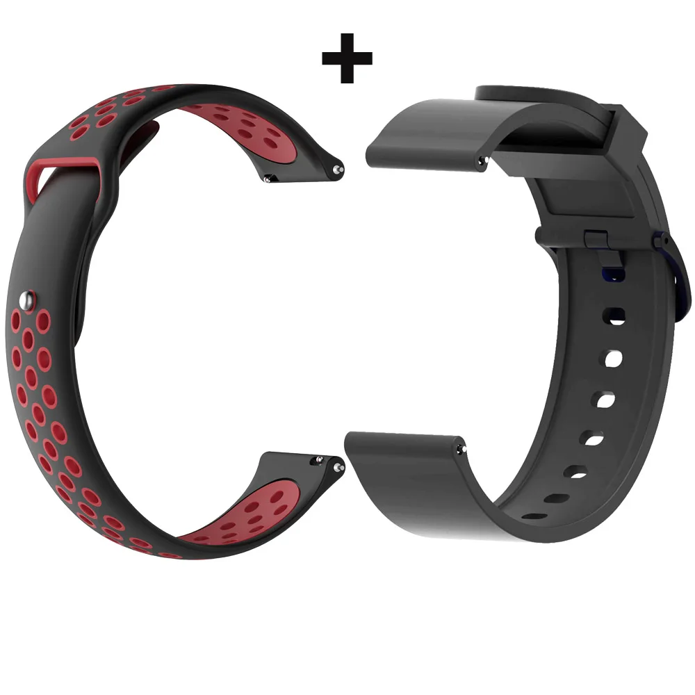 black red-black Для Xiaomi Amazfit GTS браслет Amazfit Bip ремешок для часов Amazfit GTR 42 мм силиконовый ремешок для часов - Цвет: black red-black