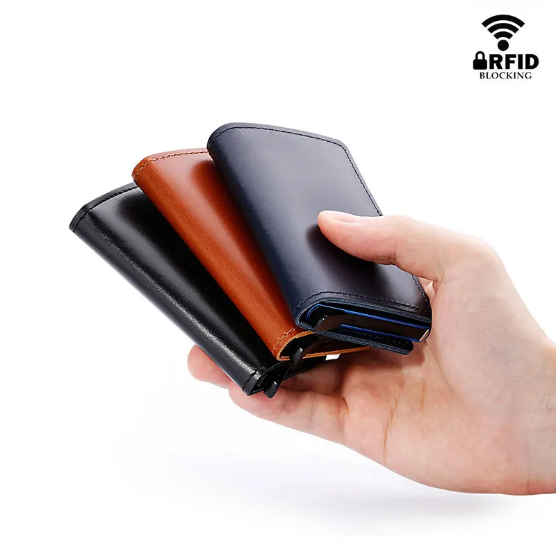 SEEKRID 100% кредитница из натуральной кожи блокирующий RFID алюминиевый визитной