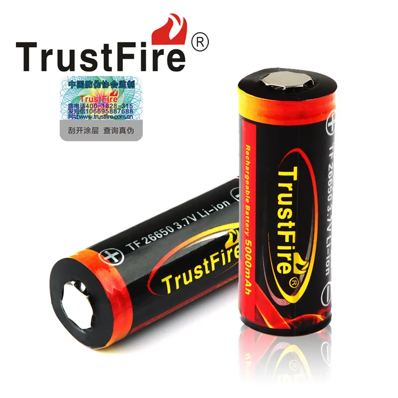 4 шт./лот оригинальный Trustfire 26650 защищенный 5000mAh 3 7 V литий-ионный аккумулятор |