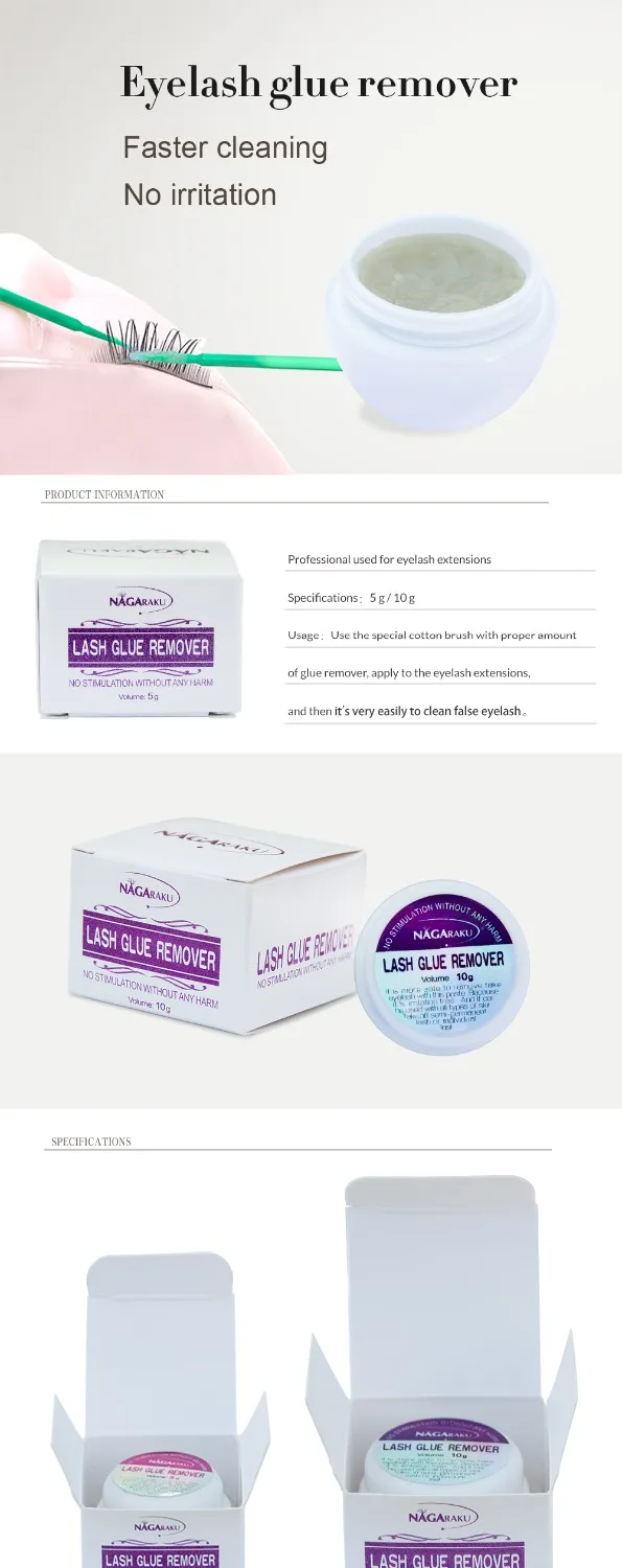 NAGARAKU, 5 шт., быстрое и безопасное удаление клея для ресниц, 5 г, для наращивания ресниц, быстрое очищение, инструменты для макияжа, накладные ресницы