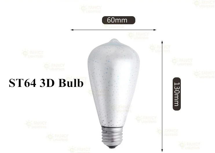 ST64 3D Bulb Светодиодный светильник E27 3D декоративная светодиодная лампа ST64/G95/G125 85-265 в bombillas Led для дома/гостиной/спальни декор 3 Вт лампада led - Испускаемый цвет: ST64 3D Bulb