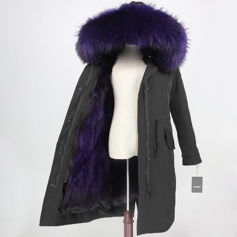 OFTBUY X-long Parka, водонепроницаемая верхняя одежда, зимняя куртка для женщин, натуральный мех енота, капюшон, подкладка из лисьего меха, Съемный натуральный мех