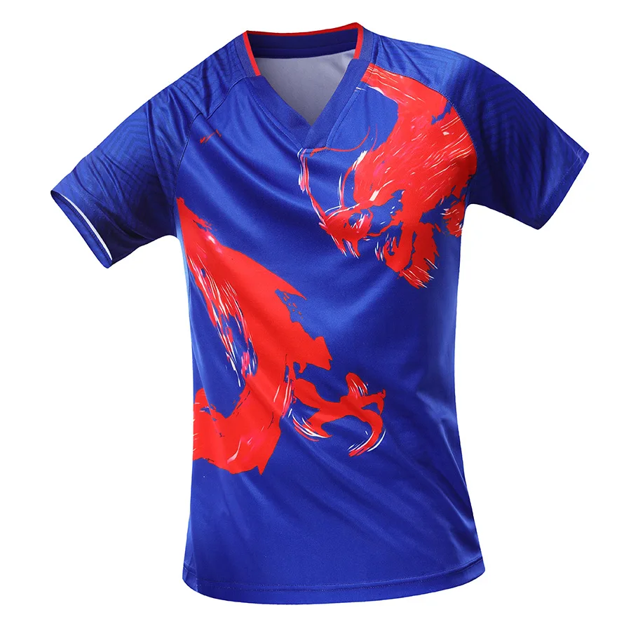 Female blue shirt Новые китайские рубашки для настольного тенниса для мужчин/женщин, спортивная одежда для настольного тенниса, футболки для пинг-понга, спортивные рубашки - Цвет: Female blue shirt