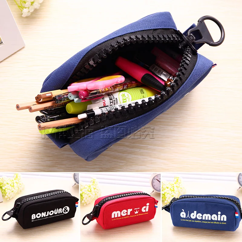 1 шт./лот милый классический 3 цветный холщовый вместительный пенал и для