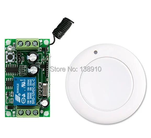 

New DC12V 1CH 10A RF Wireless Remote Control Switch System receiver &White wall Panel Sticky relay Remote Smart Home Switch