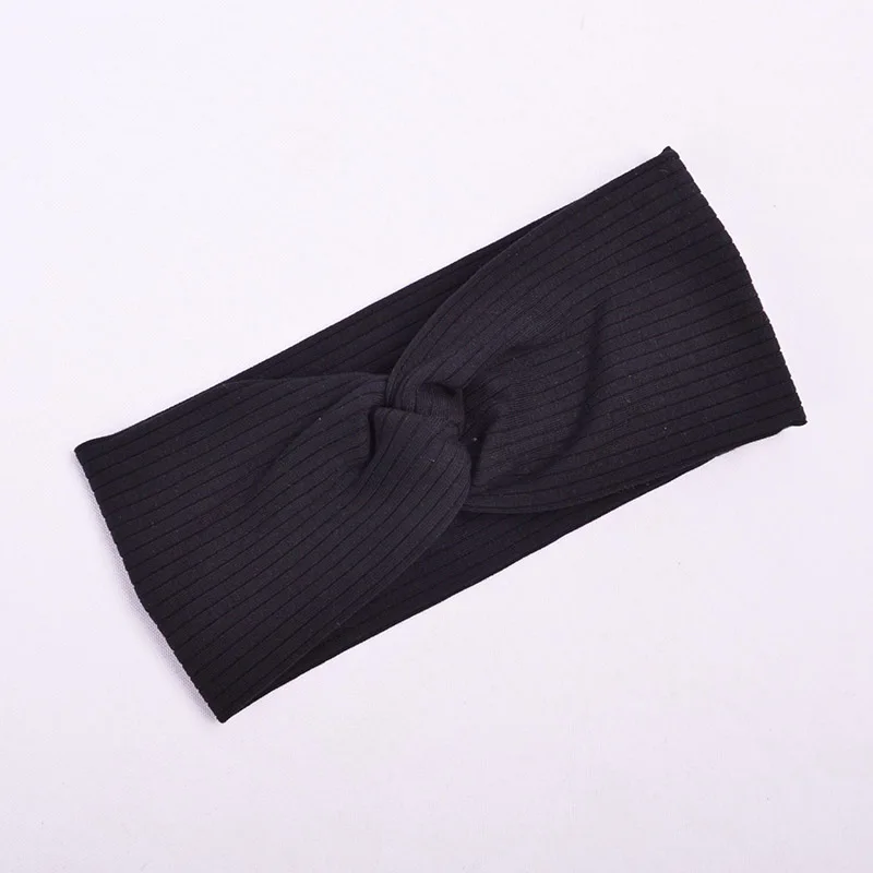 black 1 Solid Color Twist Headbands for Women Soft Turban Hairband Cross Knot Head Band Girls Elastic Hair Band Hair Accessories - Color: black 1