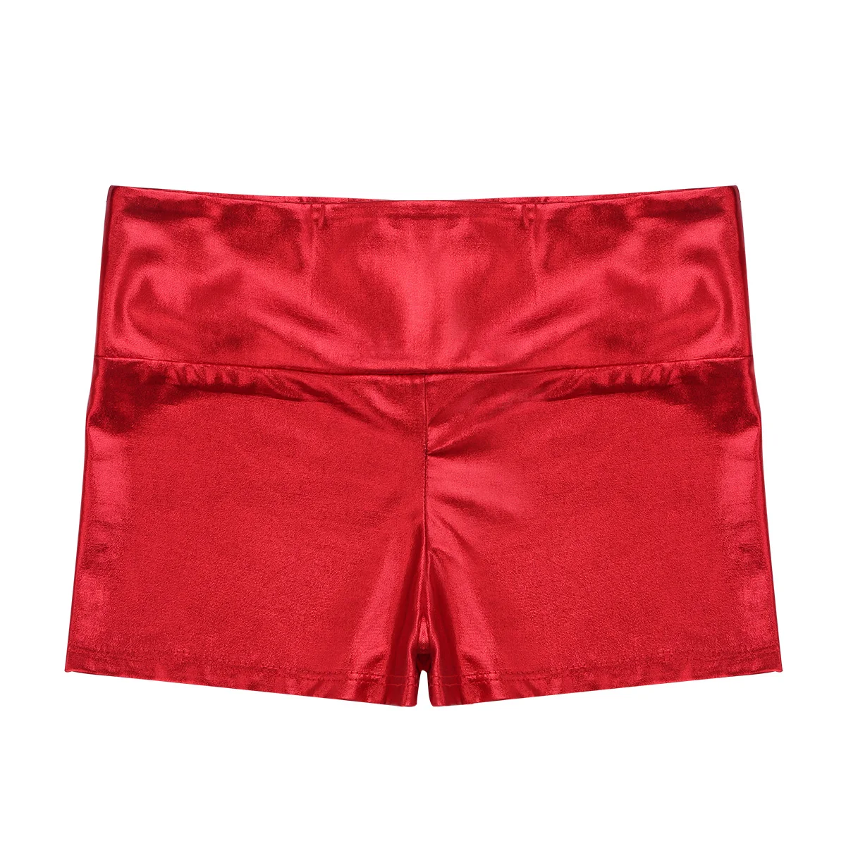Kids Girls Shorts Metallic Shiny Stretchy High Waist Dance Shorts Bottoms Activewear Stylish Shorts for Sports Gymnastic Workout