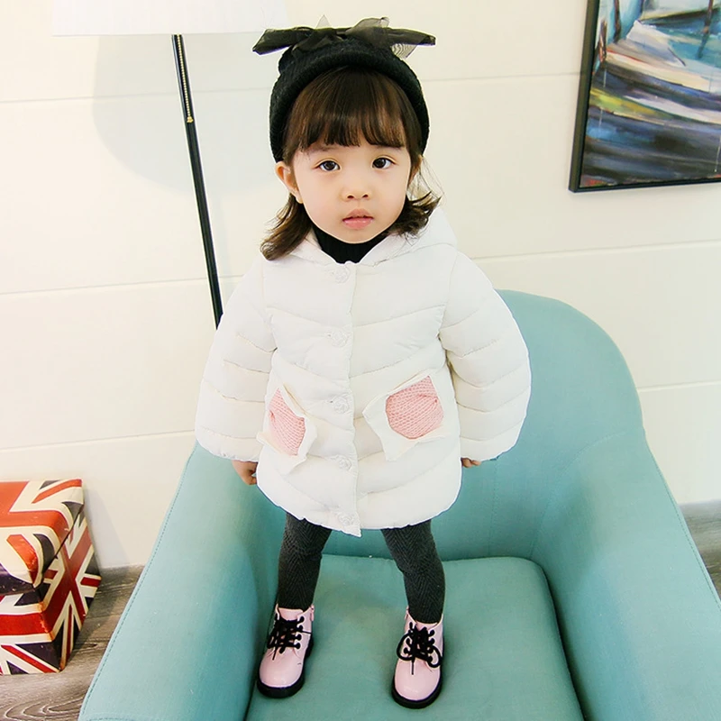 Baby girl Coat In Winter Leisure style Hat the tail flower Sunflower knit pocket cotton-padded jacket for Kids Children | Детская одежда