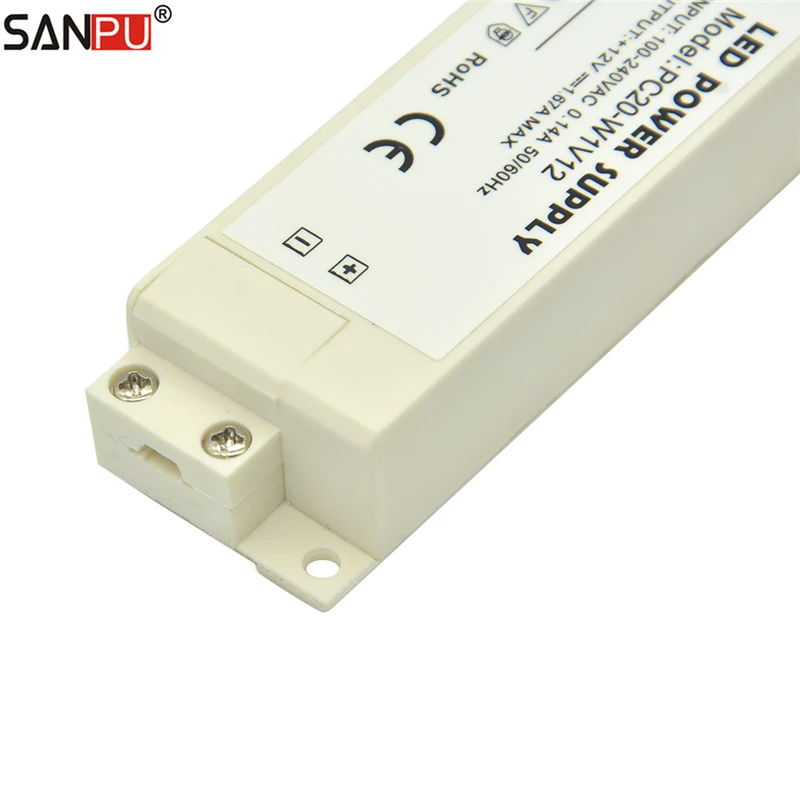 SANPU 20 Вт Светодиодный драйвер 12VDC пылезащитный IP44 пластиковый корпус импульсный