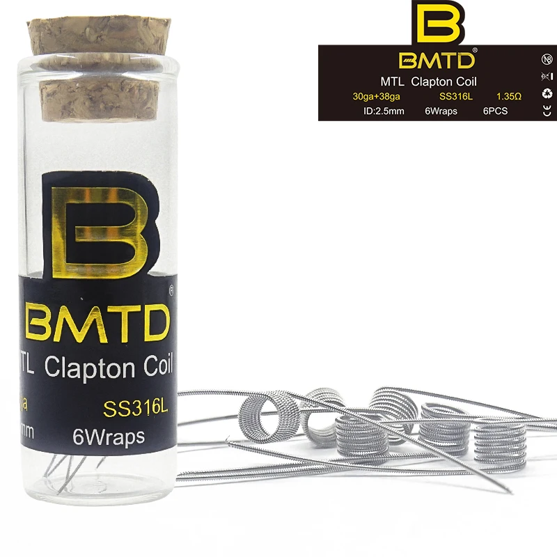 BMTD MTL Clapton Плавленая катушка Clapton A1 SS316 Ni80 готовые катушки для DIY MTL Vaper RDA RTA танк-атомайзеры с высоким сопротивлением