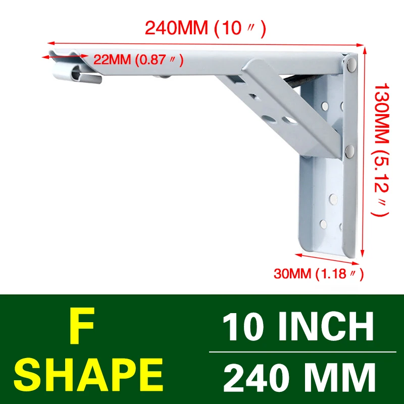 White 10 inch NAIERDI 2 шт. треугольный складной угловой кронштейн ТЯЖЕЛАЯ ПОДДЕРЖКА Регулируемый Настенный настольный стол полка Кронштейн мебельная фурнитура - Цвет: White 10 inch
