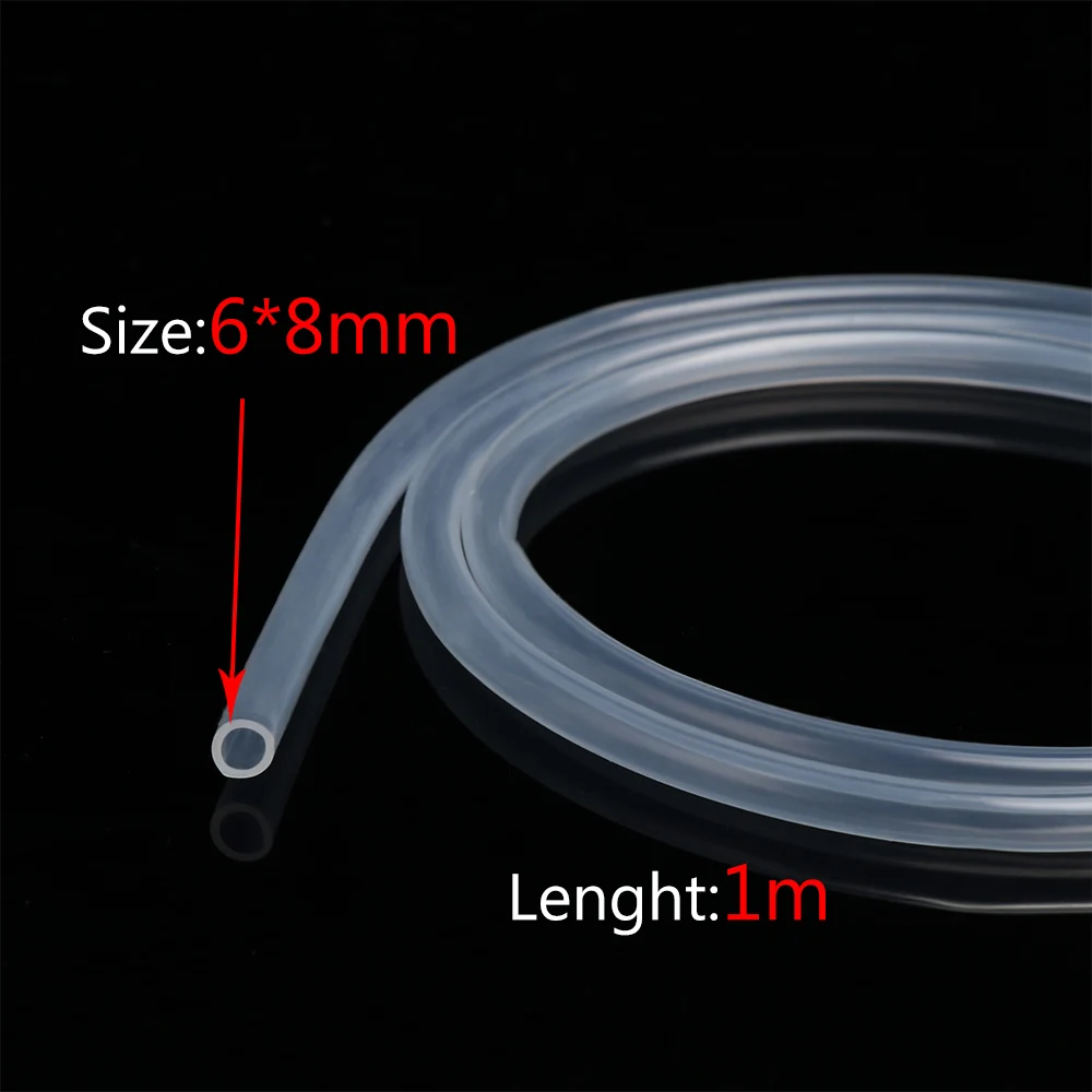 6x8 mm 1 м для детей 4, 5, 6, 7, 8, 9, 10, 11, 12, 14, 16 мм из Диаметр Гибкая силиконовая труба Еда Класс прозрачный силиконовый штамп резиновый шланг - Цвет: 6x8 mm